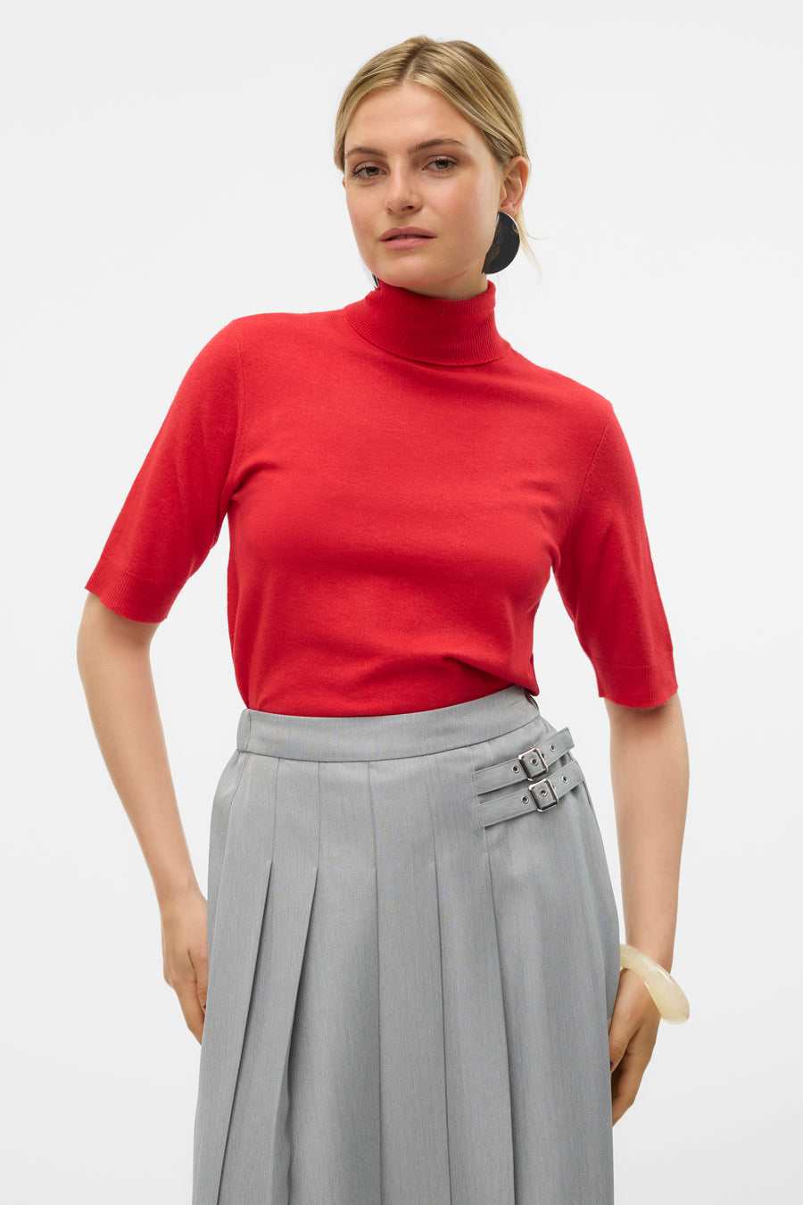 Pull met rolkraag - rood - VERO MODA®