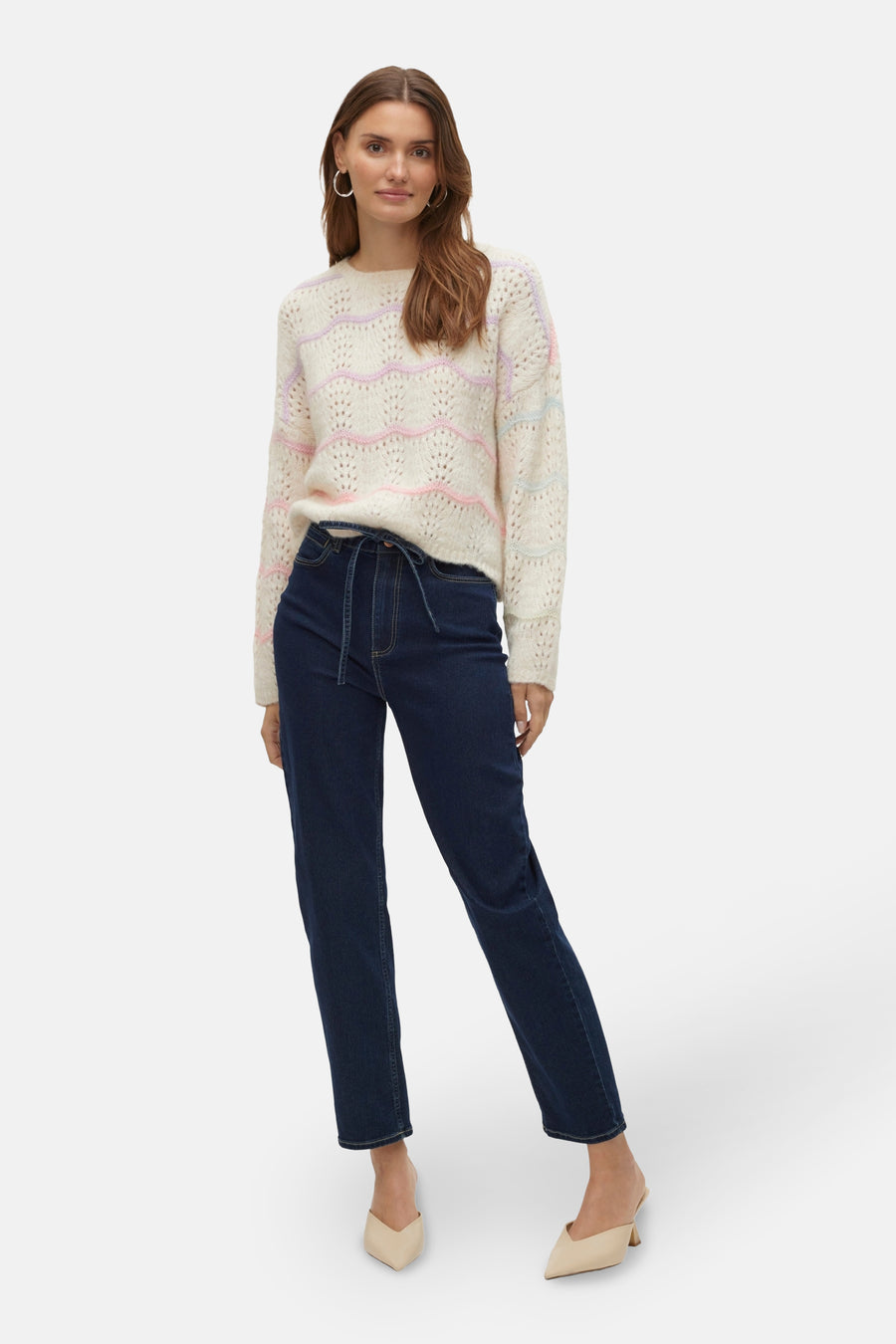 Pull met ronde hals - ecru - VERO MODA®