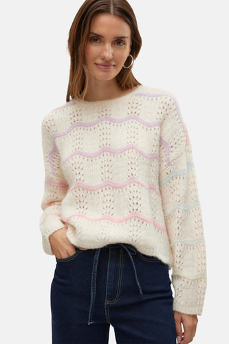 Pull met ronde hals - ecru - VERO MODA®