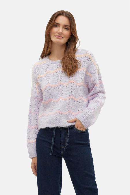 Pull met ronde hals - paars