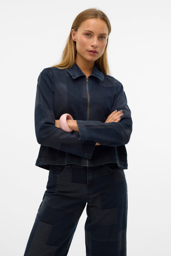 VMLIKKA LS ZIPPER PATCHWORK SHIRT