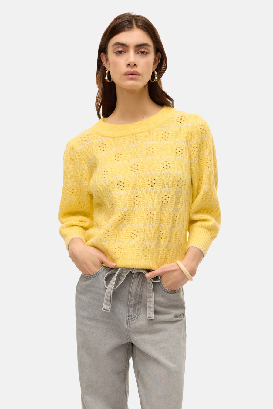 Pull met ronde hals - geel - VERO MODA®