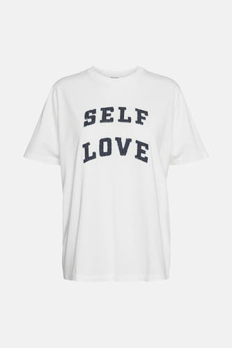 Wit T-shirt met korte mouwen van VERO MODA®, met opschrift "Self Love" in donkere letters.