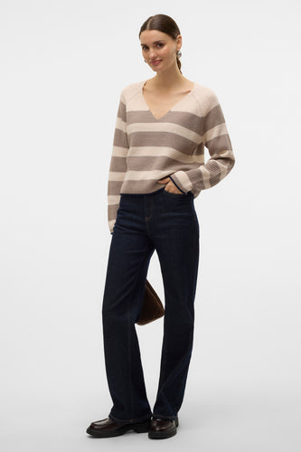 Pull à col en V - brun - VERO MODA®