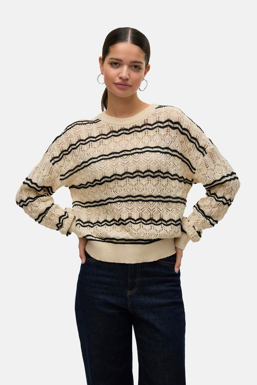 Pull met ronde hals - ecru - VERO MODA®