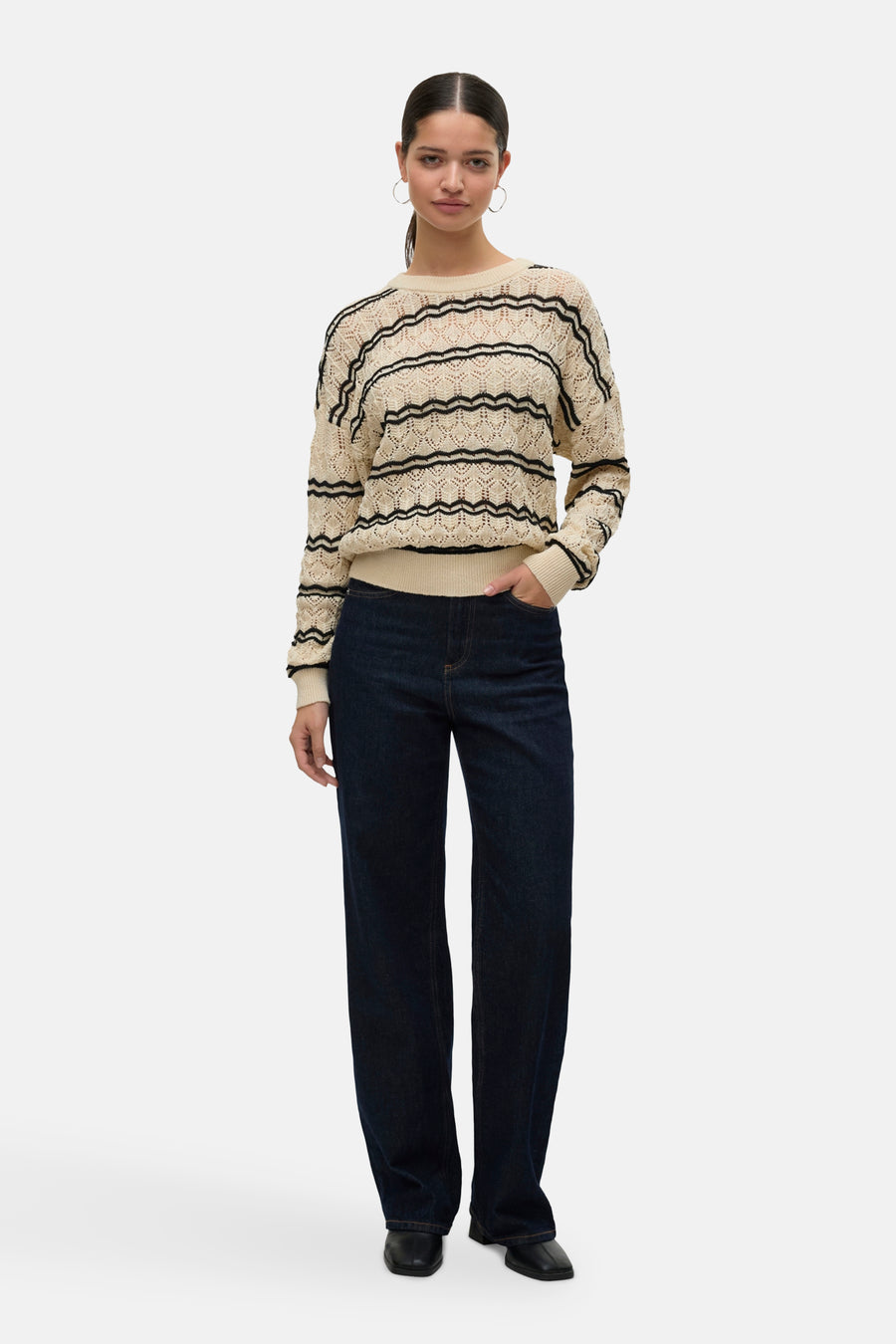 Pull met ronde hals - ecru - VERO MODA®