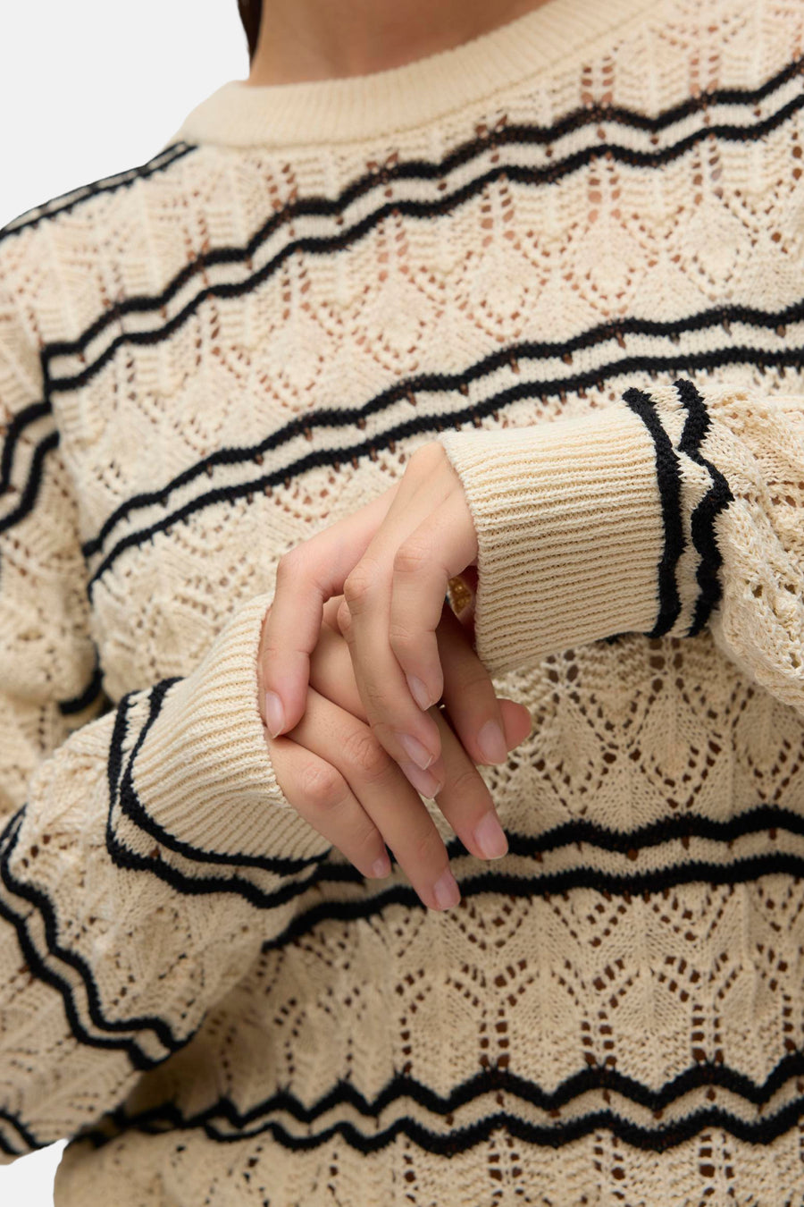 Pull met ronde hals - ecru - VERO MODA®