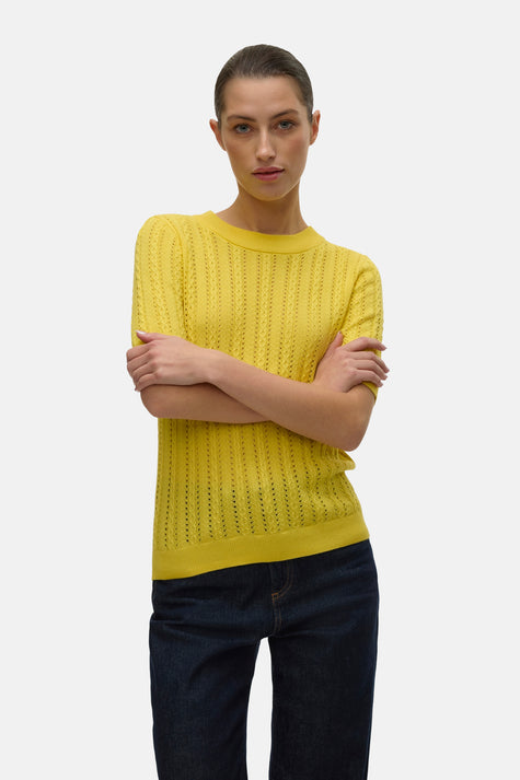 Pull met ronde hals - geel