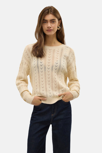 Pull met ronde hals - ecru