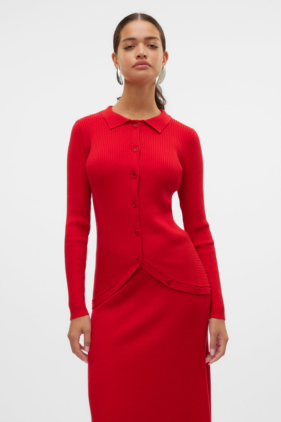 Pull met V-hals - rood