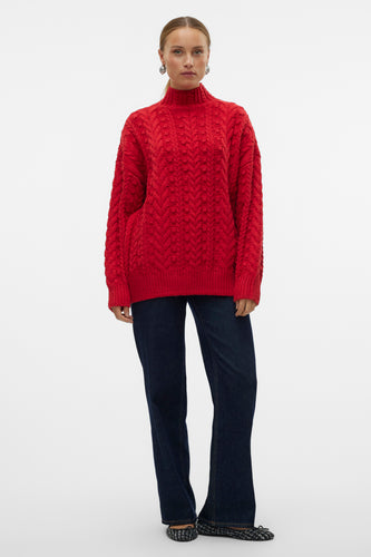 Pull met ronde hals - rood