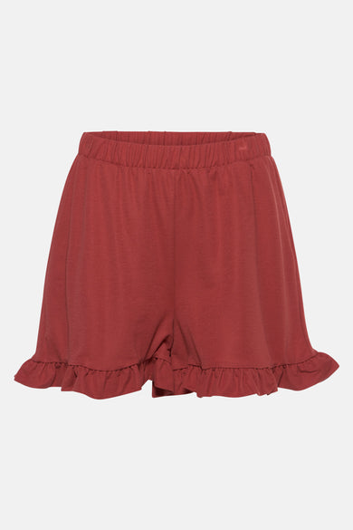 Rode short van VERO MODA met een elastische tailleband en ruches aan de onderkant.