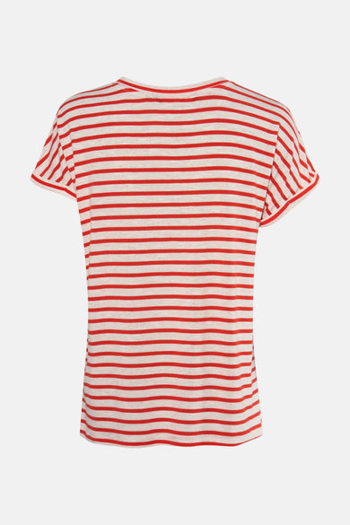 Rood T-shirt met korte mouwen van VERO MODA®, met horizontale gestreepte print.