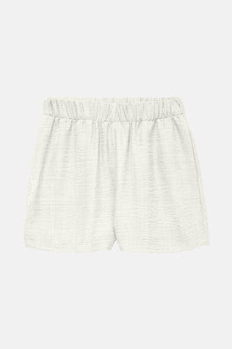 Witte short van VERO MODA, met een elastische tailleband en subtiele crêpe-textuur.
