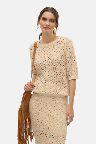 Pull met ronde hals - beige - VERO MODA®