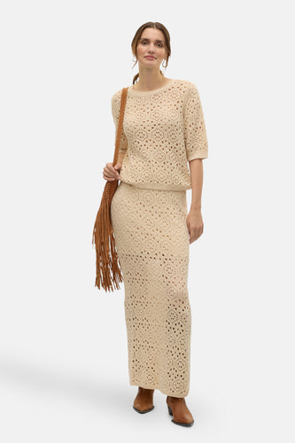 Pull met ronde hals - beige - VERO MODA®