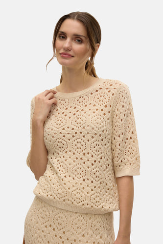 Pull met ronde hals - beige - VERO MODA®