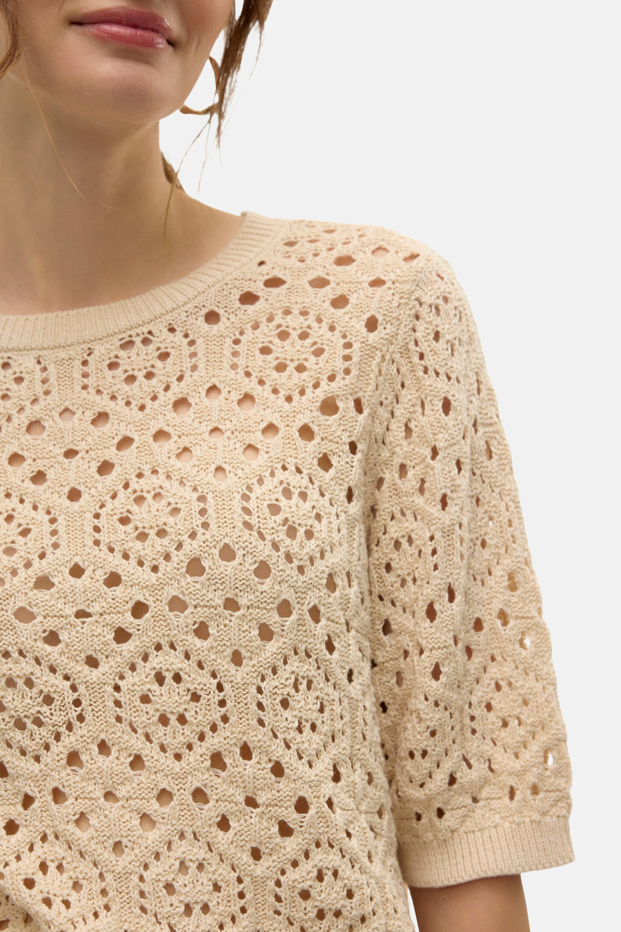 Pull met ronde hals - beige - VERO MODA®