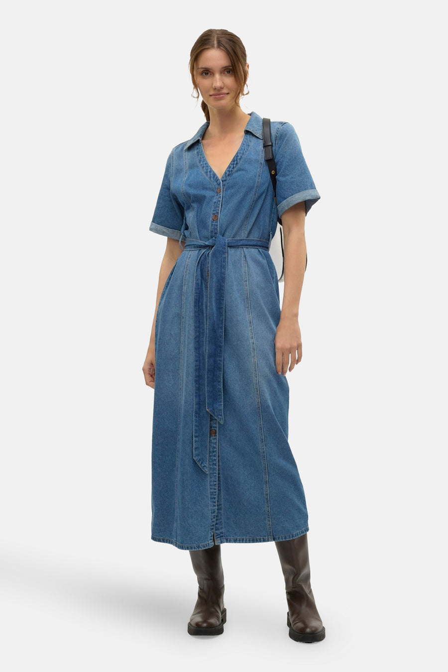 Kleedje met korte mouwen - Mid blue denim - VERO MODA®