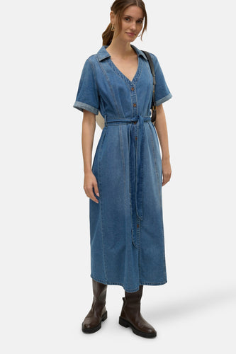 Kleedje met korte mouwen - Mid blue denim - VERO MODA®