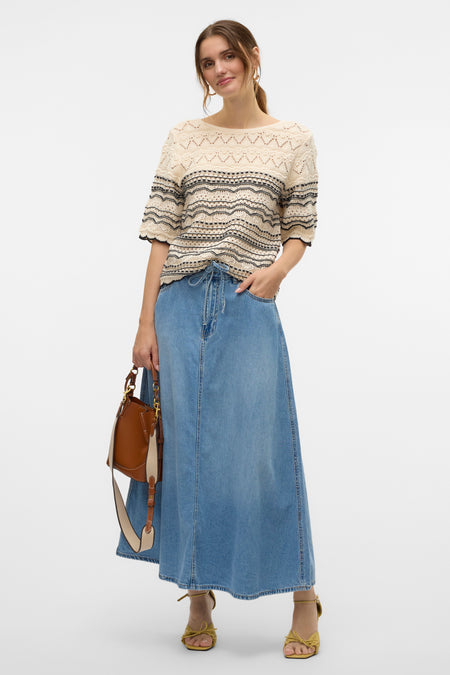 Pull met ronde hals - ecru