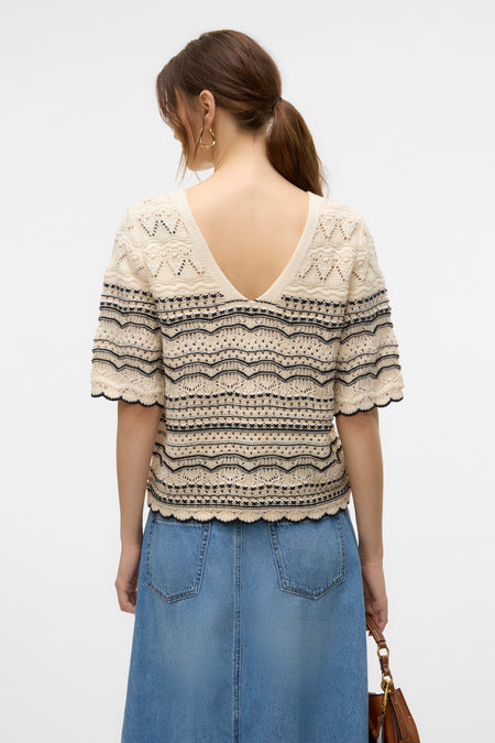 Pull met ronde hals - ecru