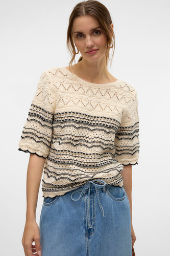 Pull met ronde hals - ecru - VERO MODA®