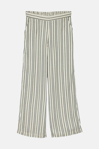 Ecru broek van VERO MODA, met verticale gestreepte print en zakken.
