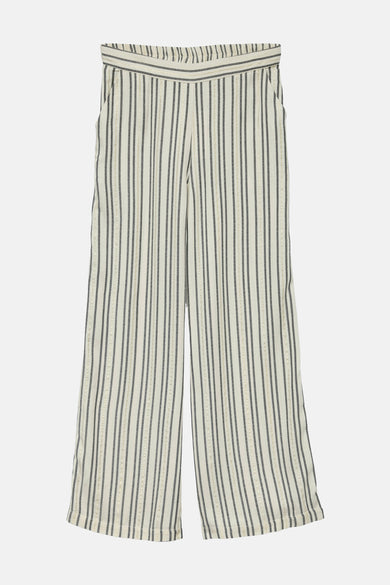 Ecru broek van VERO MODA, met verticale gestreepte print en zakken.
