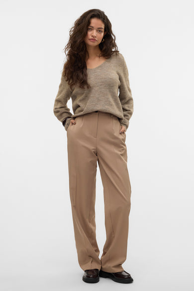 Pull met V-hals - Beige