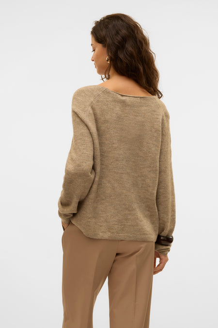 Pull met V-hals - Beige