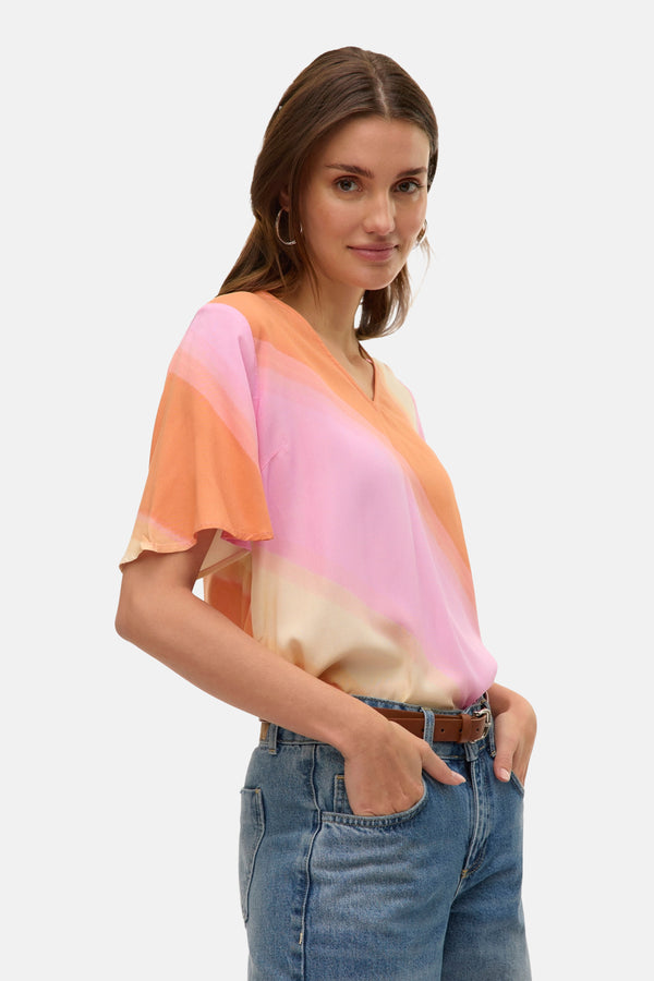 VMVANYA S/S V-NECK TOP WVN LCS