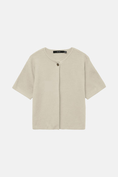 Gilet écru de VERO MODA, avec une fermeture à bouton unique et des manches courtes.