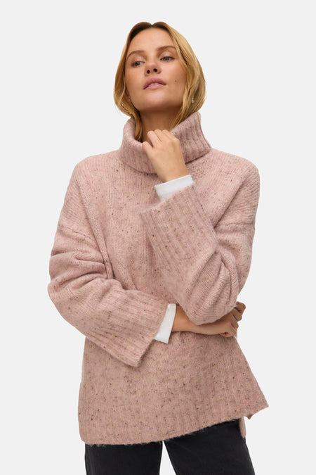 Pull met rolkraag - roze