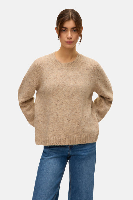Pull met ronde hals - beige