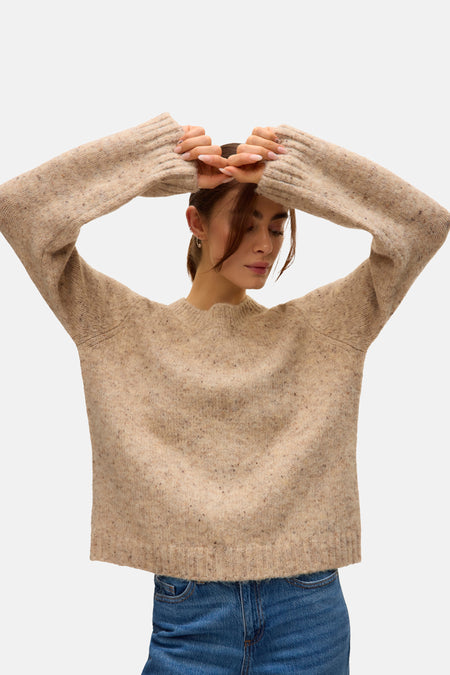 Pull met ronde hals - beige