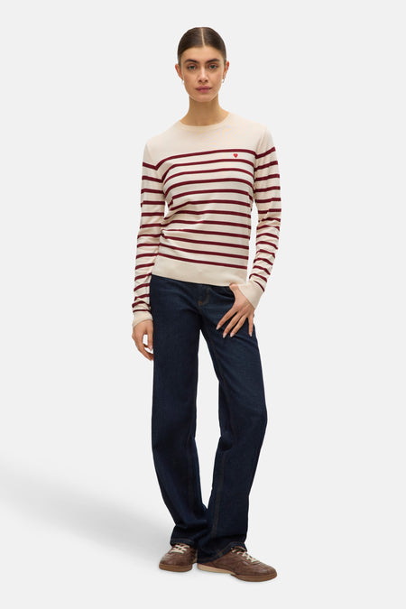 Pull met ronde hals - ecru
