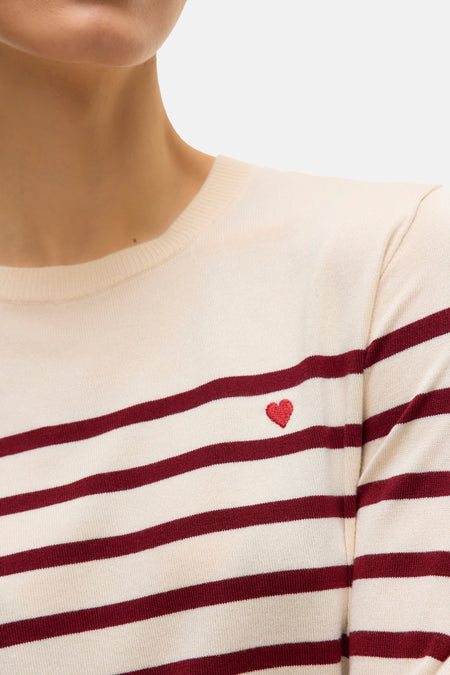 Pull met ronde hals - ecru
