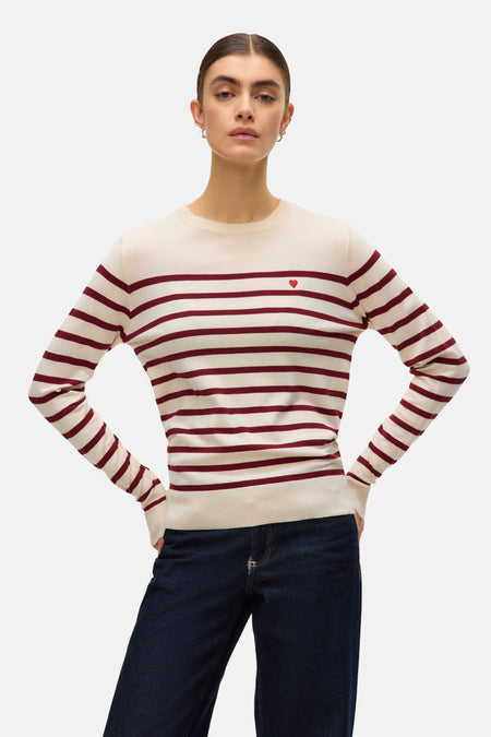 Pull met ronde hals - ecru