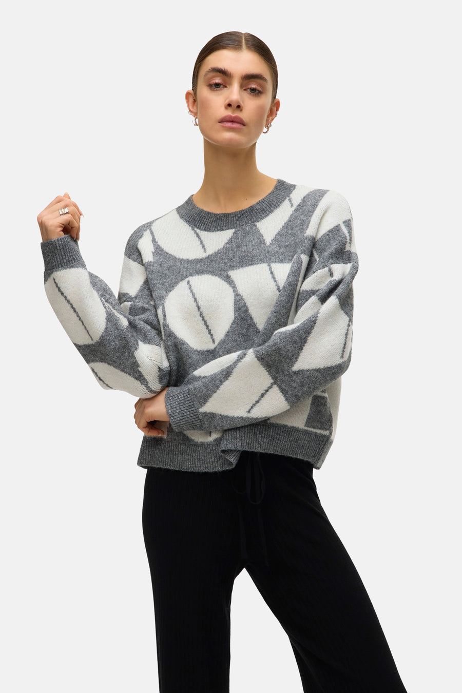 Pull met ronde hals - grijs - VERO MODA®