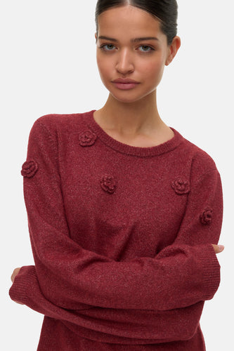 Pull met ronde hals - rood