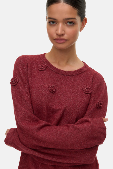 Pull met ronde hals - rood