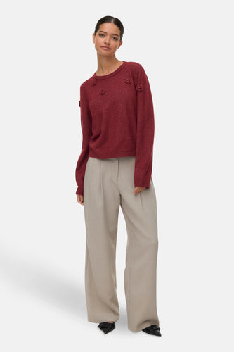 Pull met ronde hals - rood