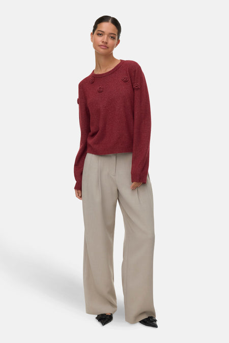 Pull met ronde hals - rood