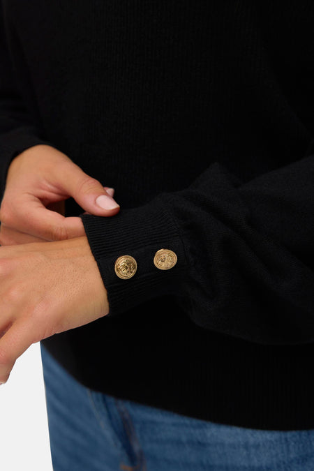 Pull met ronde hals - zwart