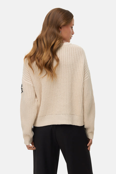 Pull met ronde hals - ecru