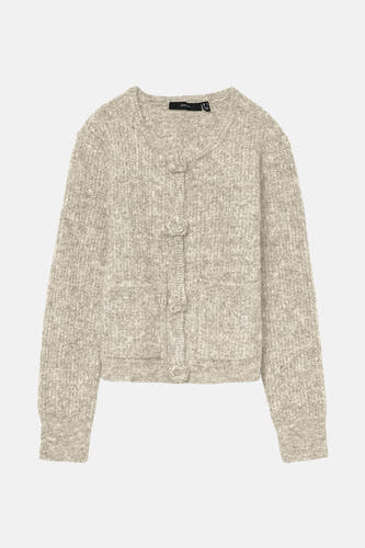 Gilet écru de VERO MODA, avec fermeture à boutons et texture subtile.