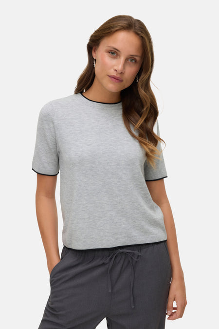 Pull met ronde hals - grijs