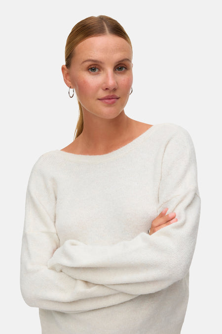 Pull met ronde hals - beige