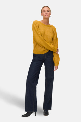 Pull met ronde hals - geel